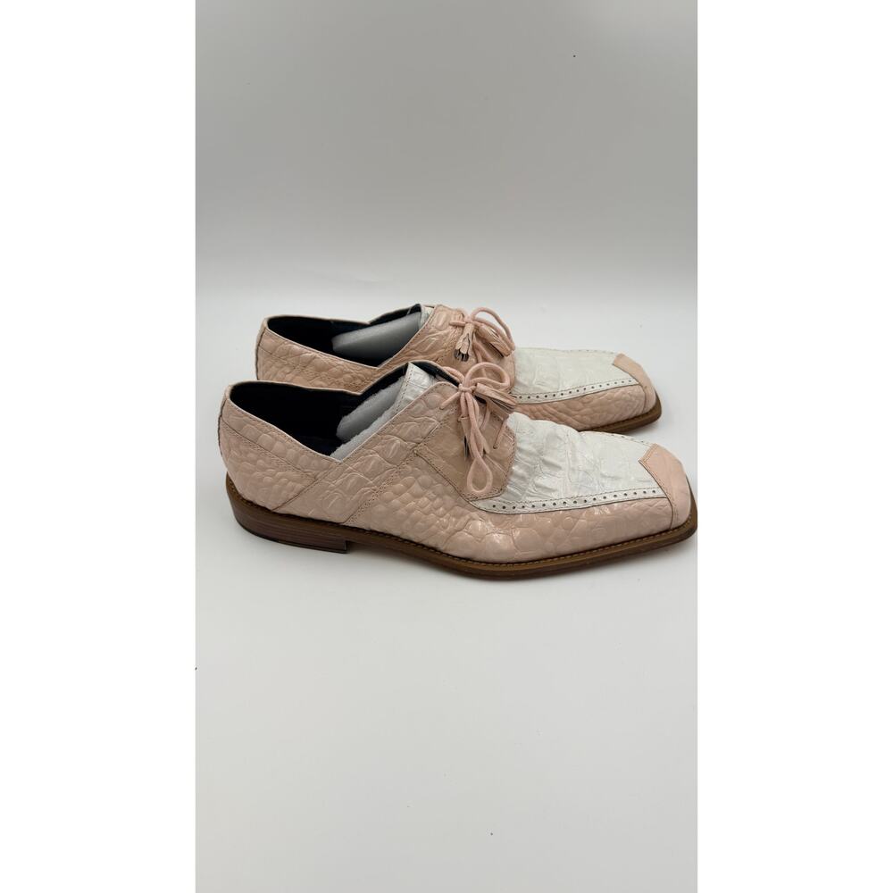 Giorgio Brutini Shoes Mens 13M Beige White Croc Embossed Leather Square Toe - Picture 3 of 8